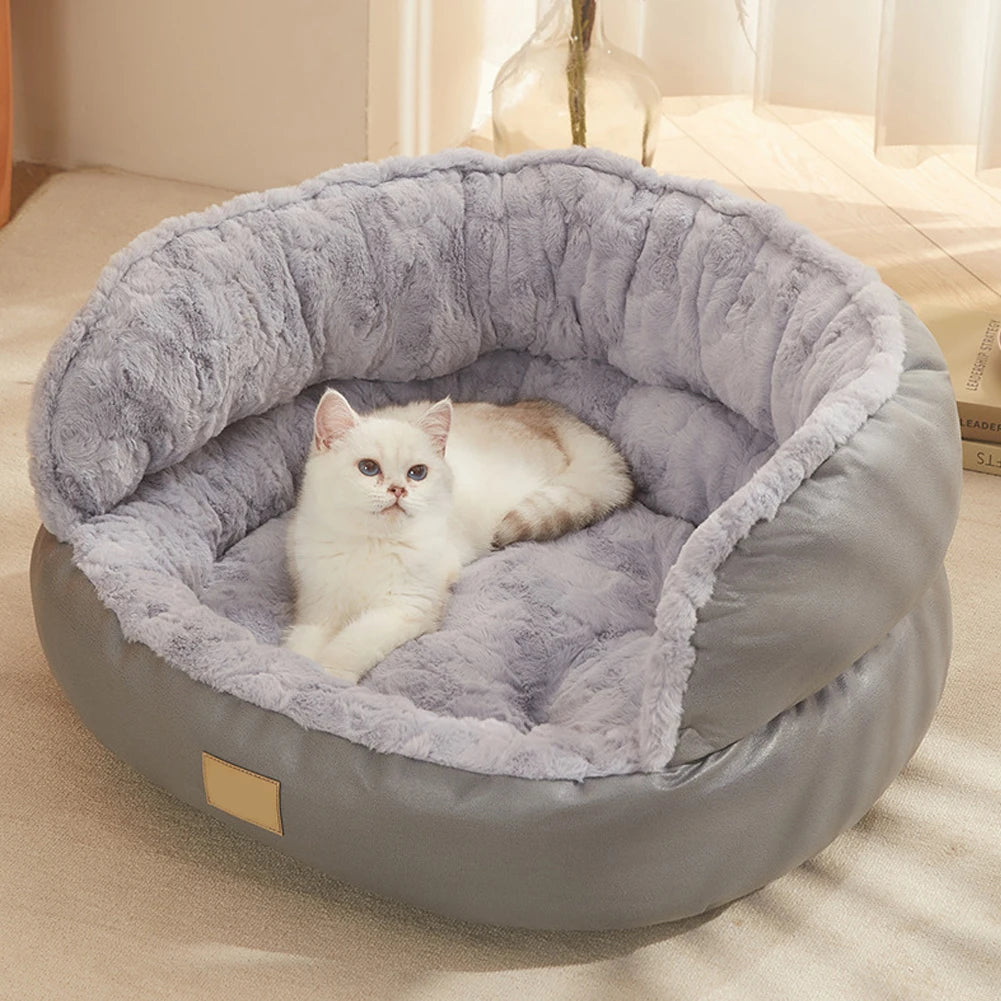 Round-Shape Plush Dog Cat Bed Sofa Small Anti Anxiety Cuddler Pet Nests For Small/Medium/Large Dog Cat