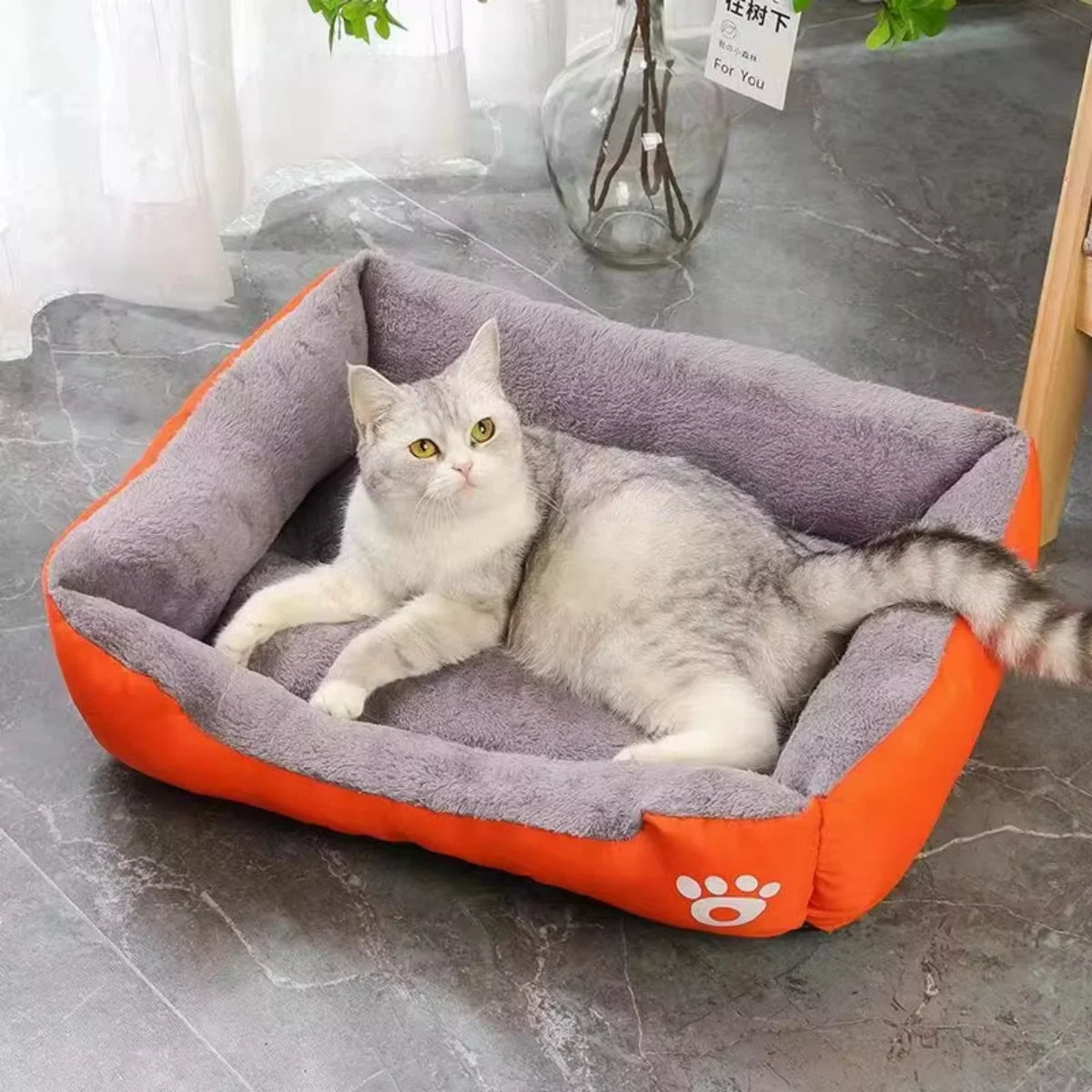 Color Square Winter Soft Warm House for Dog Bed for Dog Mat Waterproof Cat Bed Pet Bed for Large Medium Small Dog House