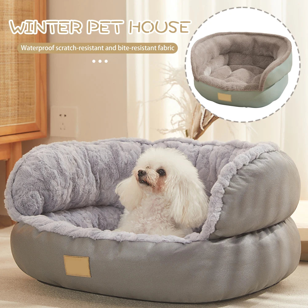 Round-Shape Plush Dog Cat Bed Sofa Small Anti Anxiety Cuddler Pet Nests For Small/Medium/Large Dog Cat