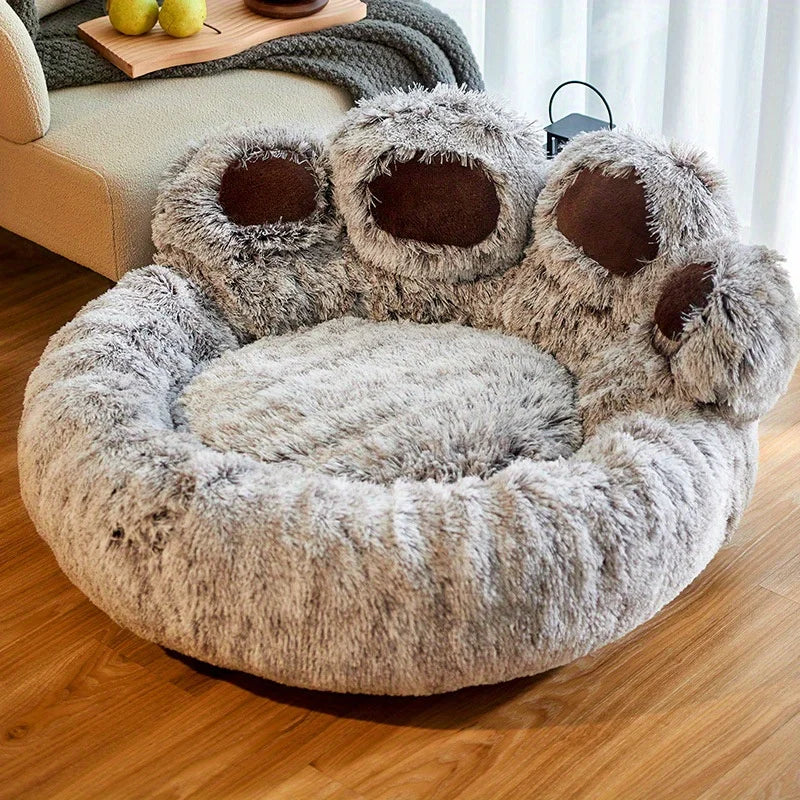 Dog Bed Cat Pet Sofa Cute Bear Paw Shape Comfortable Cozy Pet Sleeping Beds For Small Medium Large Soft Fluffy Cushion Dog Bed